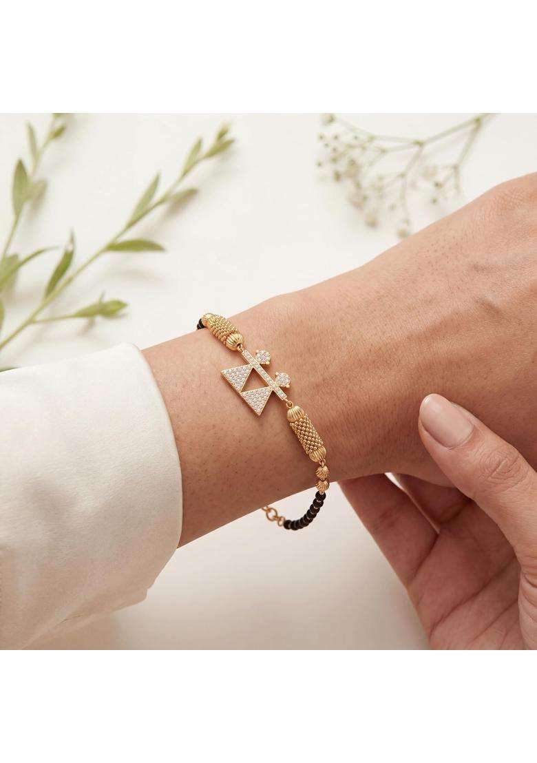 Ritvaa 24K Smartgold Hand Mangalsutra Bracelet with Twin Pendant for Women - Indya