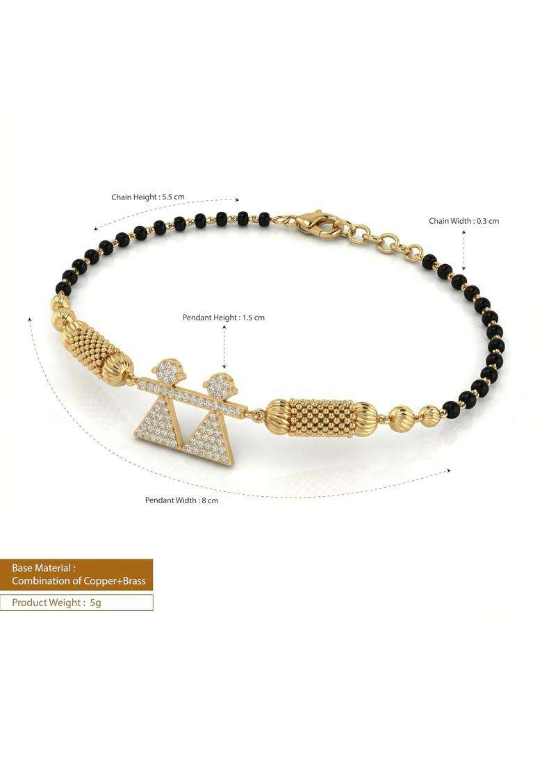 Ritvaa 24K Smartgold Hand Mangalsutra Bracelet with Twin Pendant for Women - Indya