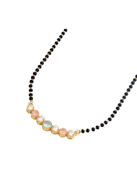 Maira 925 Sterling Silver 1 GM Gold Plated Black Beads Hypoallergenic 18 Inch Mangalsutra Jewellery