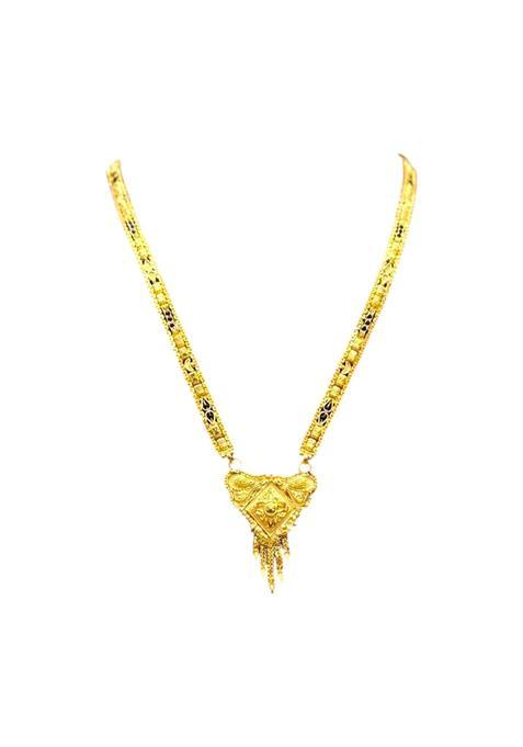 Gold Plated Mangalsutra for Women Traditional Copper Base Necklace with Black Beads One Gram Jewellery