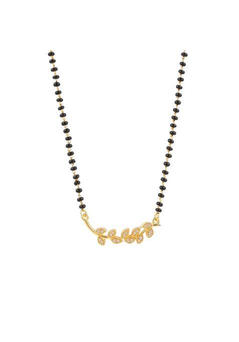 Maira 925 Sterling Pure Silver Spiral Leaf Mangalsutra with Zircon for Women