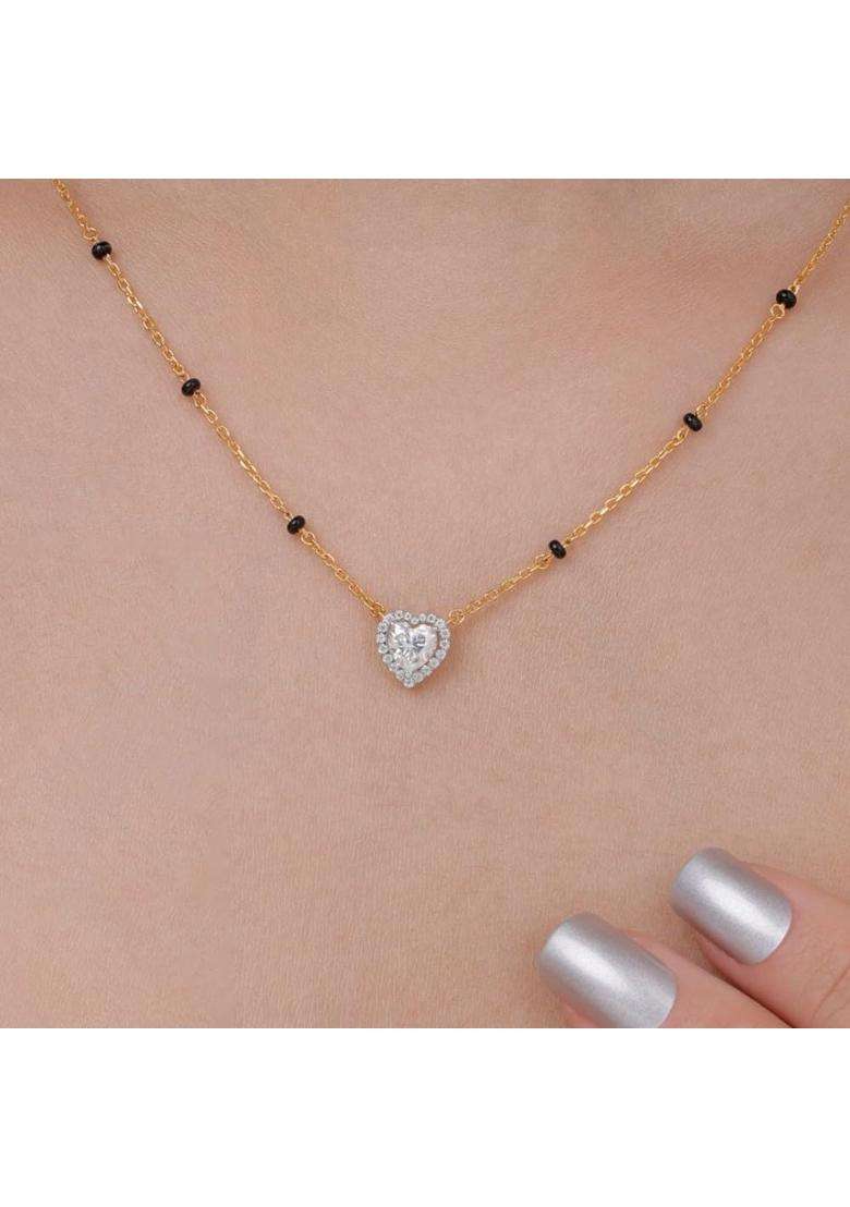 Shayn Loving Heart Mangalsutra Necklace 925 Silver 18KT Gold Vermeil - Indya