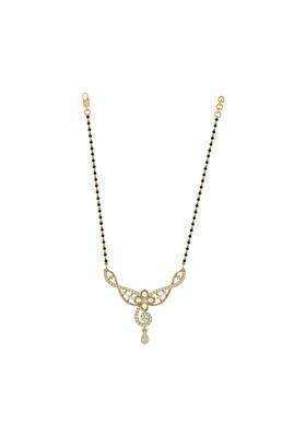 Diamtrendz Gold Plated BIS Hallmarked Pure 925 Sterling Silver Modern Mangalsutra Tanmaniya Pendant with Black