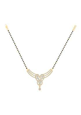 Diamtrendz Gold Plated BIS Hallmarked Pure 925 Sterling Silver Modern Mangalsutra Tanmaniya Pendant with Black