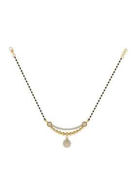Diamtrendz Gold Plated BIS Hallmarked Pure 925 Sterling Silver Modern Mangalsutra Tanmaniya Pendant with Black