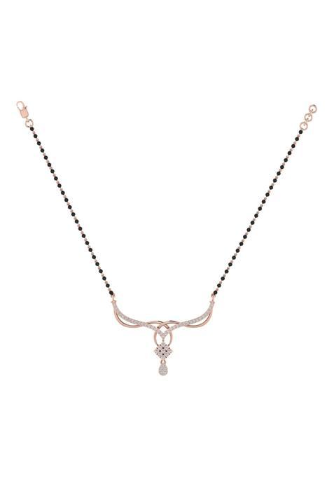 Diamtrendz Gold Plated BIS Hallmarked Pure 925 Sterling Silver Modern Mangalsutra Tanmaniya Pendant with Black