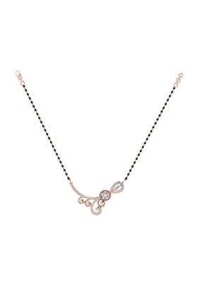 Diamtrendz Gold Plated BIS Hallmarked Pure 925 Sterling Silver Modern Mangalsutra Tanmaniya Pendant with Black