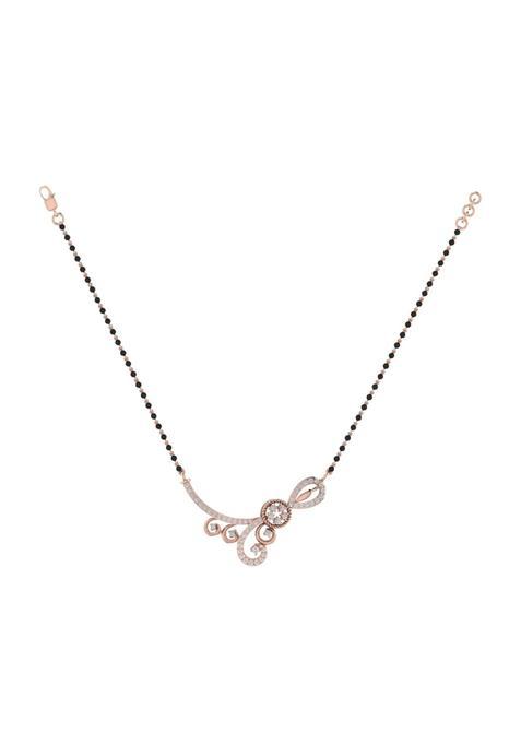 Diamtrendz Gold Plated BIS Hallmarked Pure 925 Sterling Silver Modern Mangalsutra Tanmaniya Pendant with Black