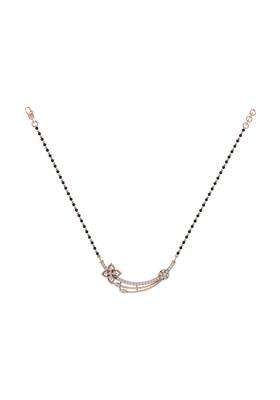 Diamtrendz Gold Plated BIS Hallmarked Pure 925 Sterling Silver Modern Mangalsutra Tanmaniya Pendant with Black