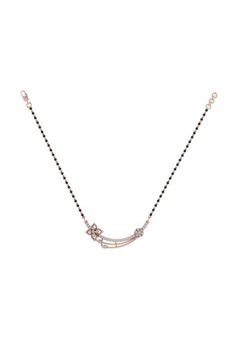 Diamtrendz Gold Plated BIS Hallmarked Pure 925 Sterling Silver Modern Mangalsutra Tanmaniya Pendant with Black