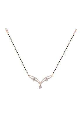 Diamtrendz Gold Plated BIS Hallmarked Pure 925 Sterling Silver Modern Mangalsutra Tanmaniya Pendant with Black