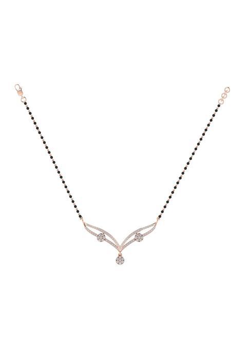 Diamtrendz Gold Plated BIS Hallmarked Pure 925 Sterling Silver Modern Mangalsutra Tanmaniya Pendant with Black