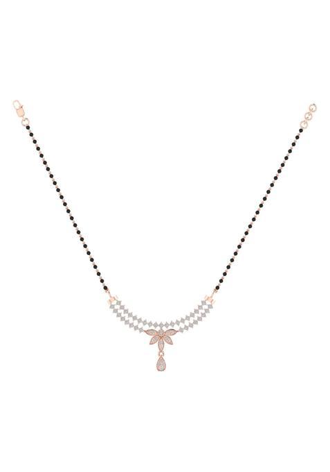 Diamtrendz Gold Plated BIS Hallmarked Pure 925 Sterling Silver Modern Mangalsutra Tanmaniya Pendant with Black