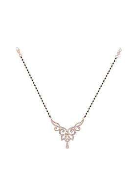 Diamtrendz Gold Plated BIS Hallmarked Pure 925 Sterling Silver Modern Mangalsutra Tanmaniya Pendant with Black