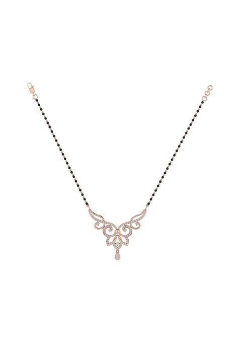 Diamtrendz Gold Plated BIS Hallmarked Pure 925 Sterling Silver Modern Mangalsutra Tanmaniya Pendant with Black