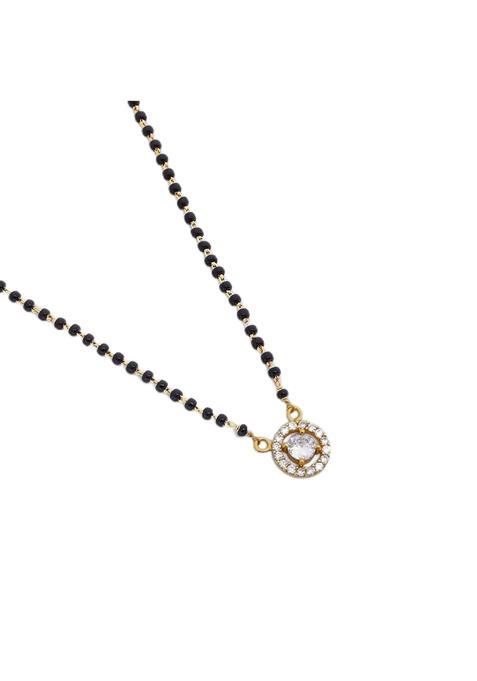 Tweov Gold Plated Round White CZ Studded Silver Mangalsutra for Women
