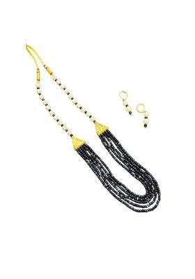 Ishita Jewellery Gold Plated Copper Mangalsutra Set with Earrings Black Beads Traditional Bridal Style