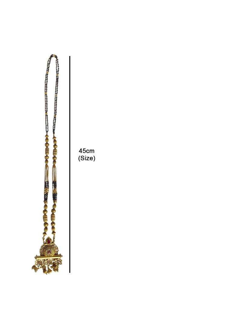 Skymung Traditional Premium Gold Plated Mangalsutra with Ruby Stones 45CM Chain Length - Indya