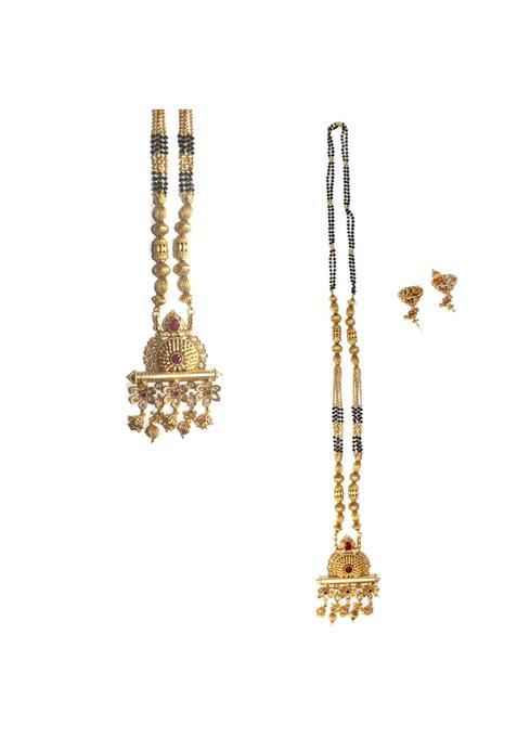 Skymung Traditional Premium Gold Plated Mangalsutra with Ruby Stones 45CM Chain Length