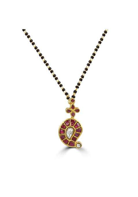 Drk Jewels Midnight Mirage Moissanite Polki Mangalsutra Pendant Necklace for Women