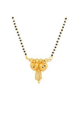 14K Yellow Gold Plated 925 Sterling Silver Drop Chain Mangalsutra Tanmaniya with 20 Chain for Womens