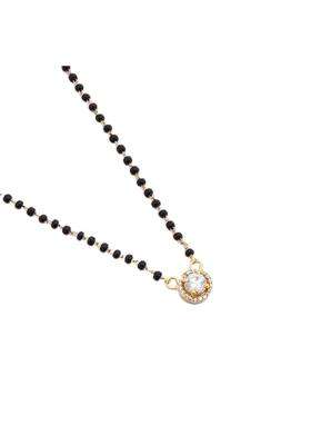Tweov Gold Plated Round Shaped AD Silver Mangalsutra