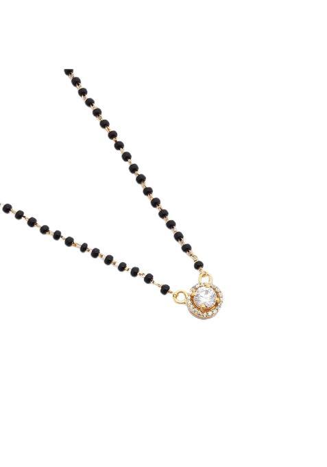 Tweov Gold Plated Round Shaped AD Silver Mangalsutra