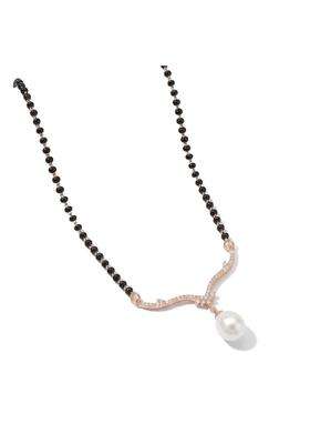 Siyabystar Rose Gold Plated Luna Pearl Mangalsutra