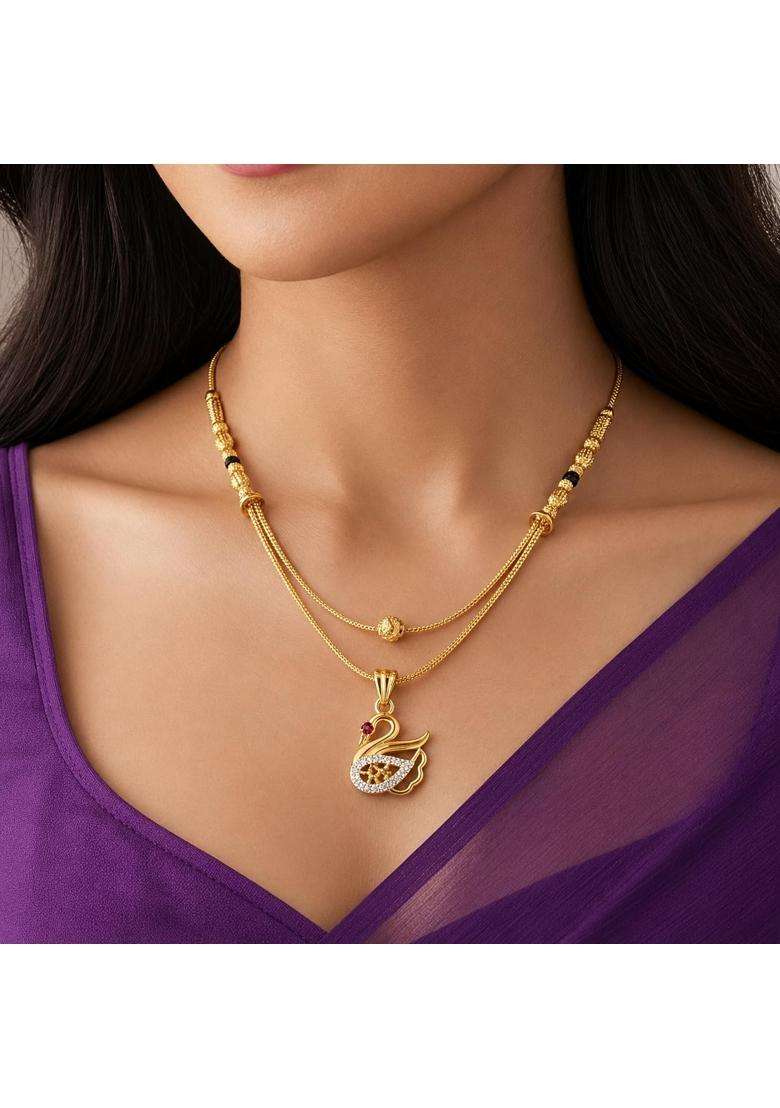 Ritvaa Smartgold 24K Gold Plated Swan Embrace Mangalsutra for Women - Indya