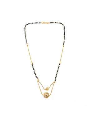 Jewar Mandi Hate Indian Ad Cz Two Tone Silver Plated CZ Studded and Beaded Mangalsutra for Women