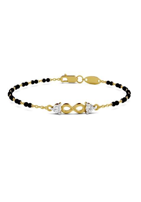 Sparq Black Beaded Lab Grown Diamond Mangalsutra Bracelet 925 Silver