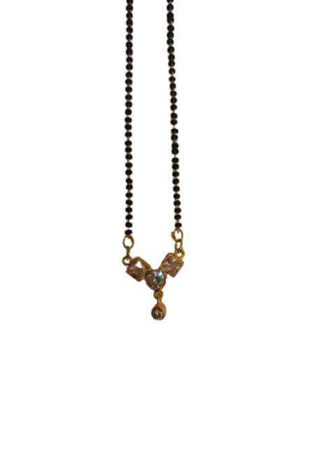 Anjali Co Womens Gold Plated Ethnic Mangalsutra with Black Beads Chain Golden