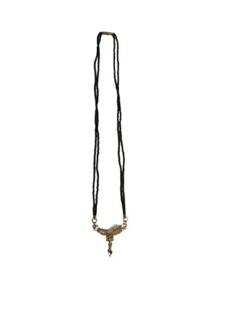 Anjali Co Womens Gold Plated Ethnic Mangalsutra with Black Beads Chain Golden DEVJ 80 Pack of 2