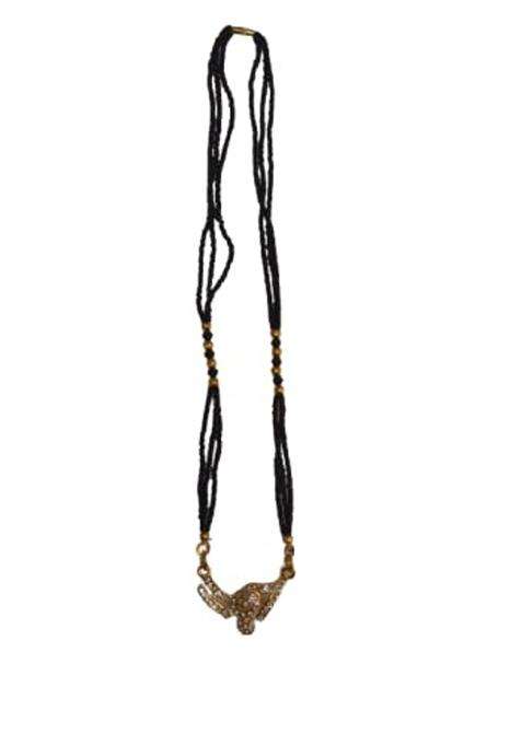 Anjali Co Womens Gold Plated Ethnic Mangalsutra with Black Beads Chain Golden