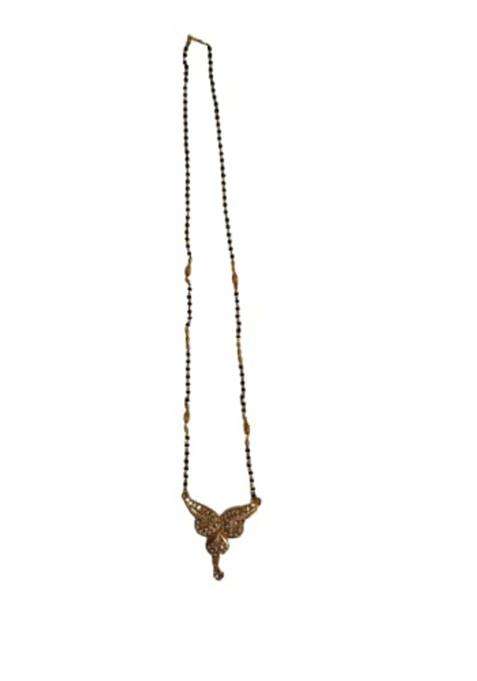Anjali Co Womens Gold Plated Ethnic Mangalsutra with Black Beads Chain Golden