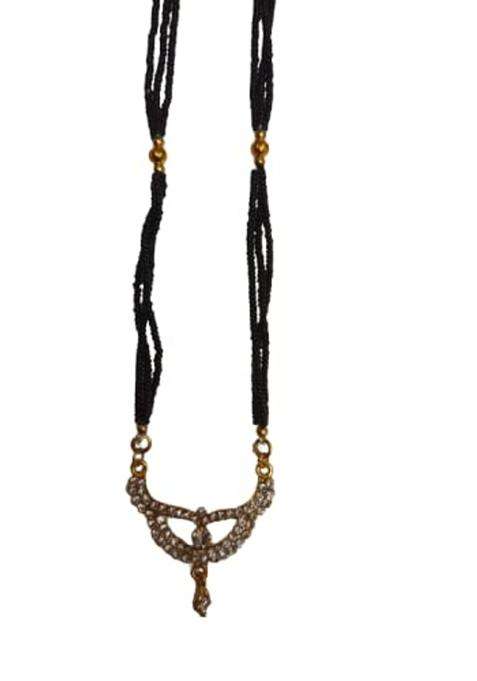 Anjali Co Womens Gold Plated Ethnic Mangalsutra with Black Beads Chain Golden