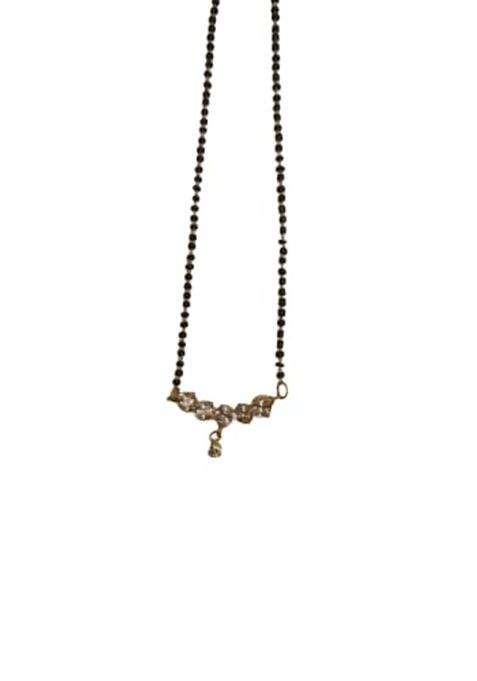 Anjali Co Womens Gold Plated Ethnic Mangalsutra with Black Beads Chain Golden