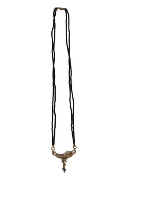 Anjali Co Womens Gold Plated Ethnic Mangalsutra with Black Beads Chain Golden