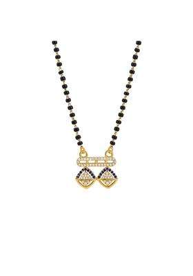 Maira 925 Sterling Silver 1GM Gold Plated Kala Mani Black Beads Mangalsutra for Women