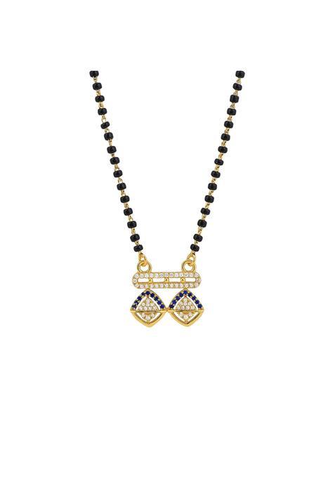 Maira 925 Sterling Silver 1GM Gold Plated Kala Mani Black Beads Mangalsutra for Women