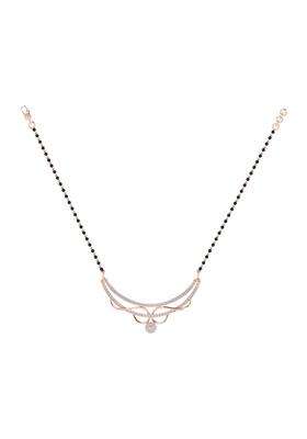 Diamtrendz Gold Plated BIS Hallmarked Pure 925 Sterling Silver Modern Mangalsutra Tanmaniya Pendant with Black