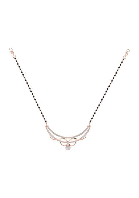 Diamtrendz Gold Plated BIS Hallmarked Pure 925 Sterling Silver Modern Mangalsutra Tanmaniya Pendant with Black