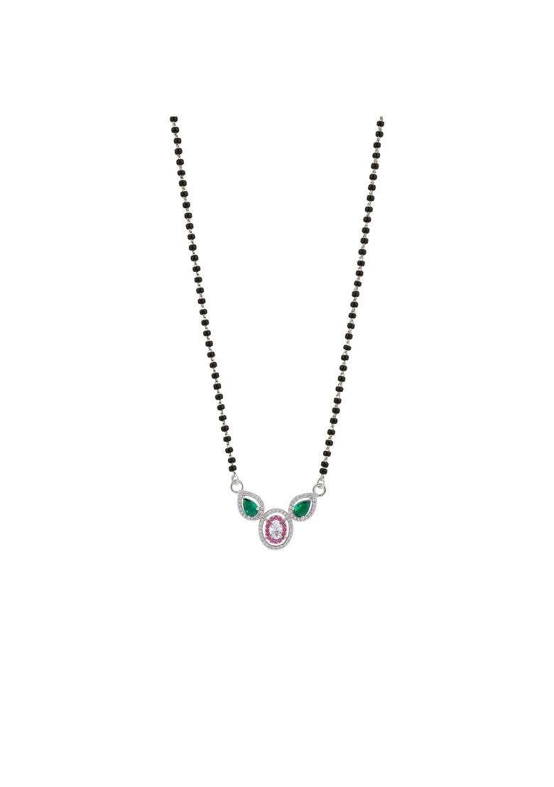 Maira 925 Sterling Silver Micron Rhodium Plated Zircon Mangalsutra for Women - Indya