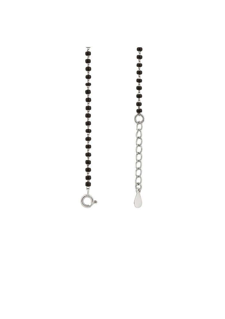 Maira 925 Sterling Silver Micron Rhodium Plated Zircon Mangalsutra for Women - Indya