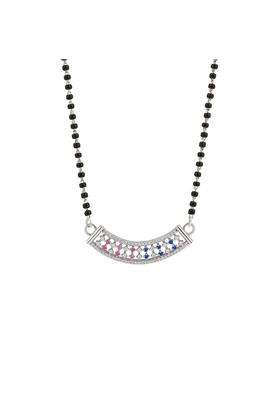 Maira 925 Sterling Silver Elegant Micron Rhodium Plated Blue Pink Mangalsutra for Women