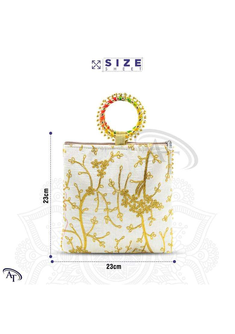 AT Ankit Traders Women Potli Bags Gifting Potli with Zip and Bangle Handle Pack of 24 - Indya