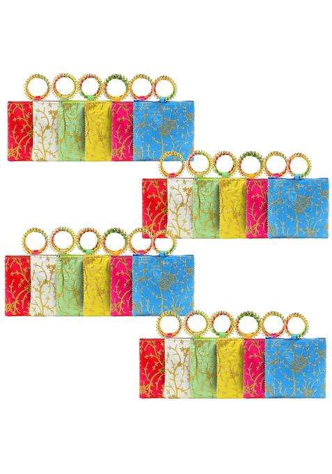 AT Ankit Traders Women Potli Bags Gifting Potli with Zip and Bangle Handle Pack of 24