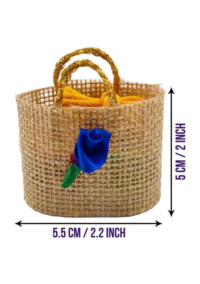 Soul Artisan Thamboolam Return Gift Set Handmade Small Jute Bag with Haldi and Kumkum Powder Pack of 20 - Indya