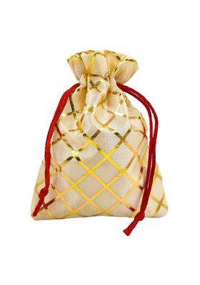 Soul Artisan Potli Drawstring Pouches Bags Sandal Cross Checked for Women Return Gifts Wedding Pack of 30