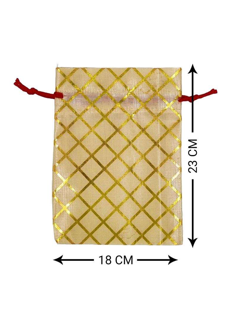 Soul Artisan Potli Drawstring Pouches Bags Sandal Cross Checked for Women Return Gifts Wedding Pack of 30 - Indya